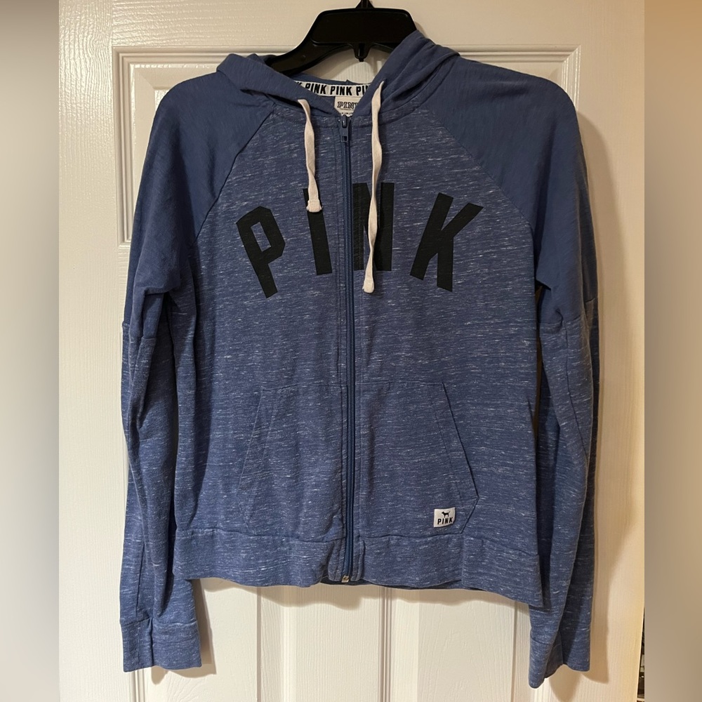 PINK Zip Up Hoodie Blue Sz S